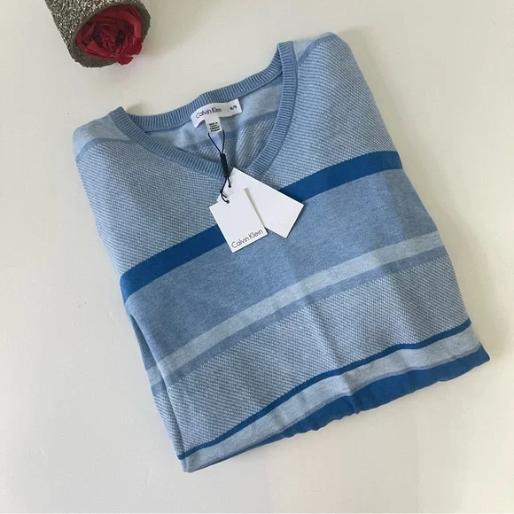 Calvin Klein Mens V-Neck Blue Long Sleeves Sweater- Size XL - New With Tag - Picture 7 of 10